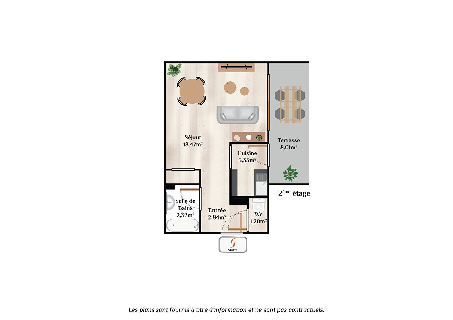 A vendre, appartement studio avec terrasse. 3\/17
